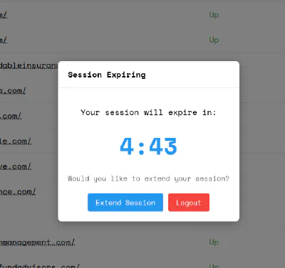 Session expiring modal